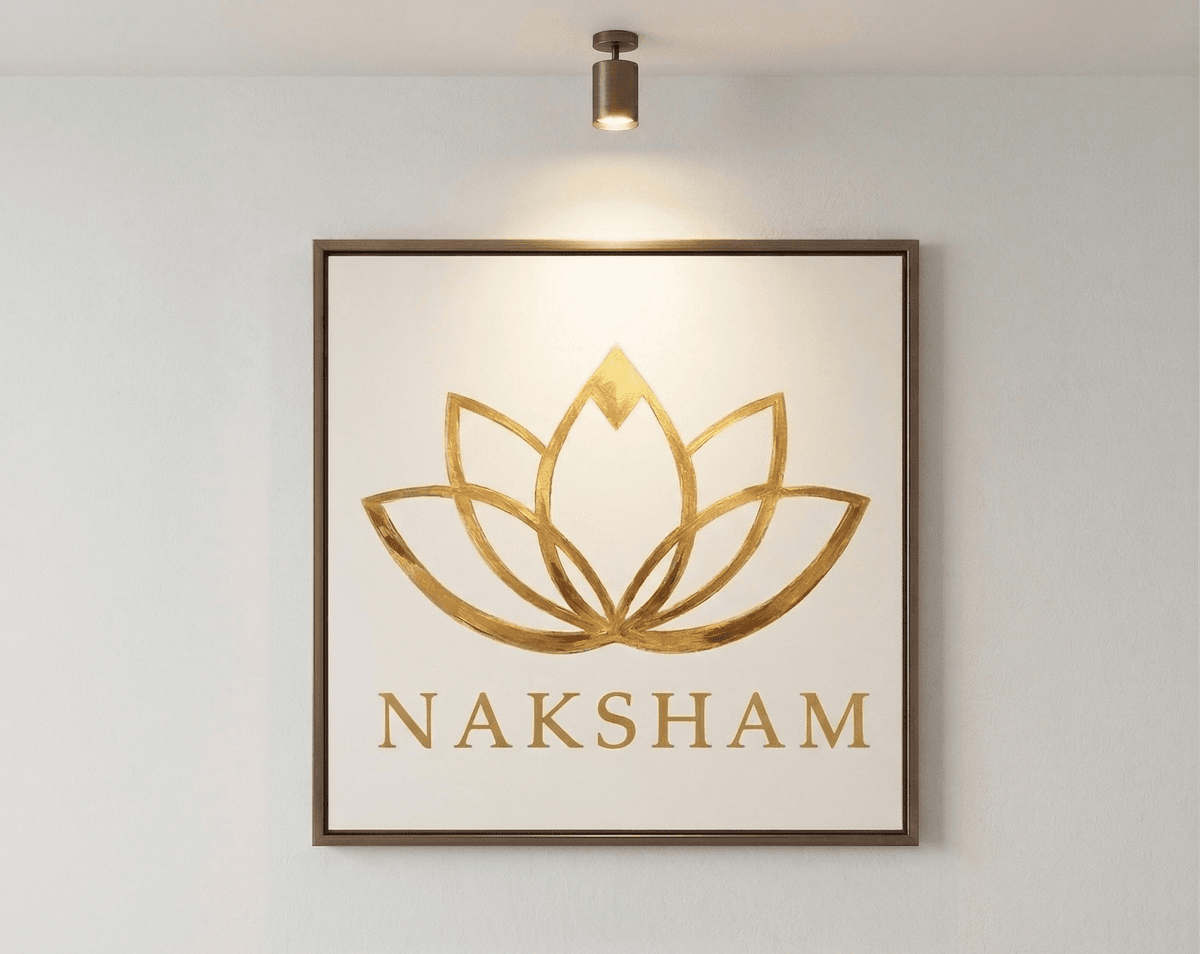 Naksham — golden lotus painting in Van Gogh impressionist style