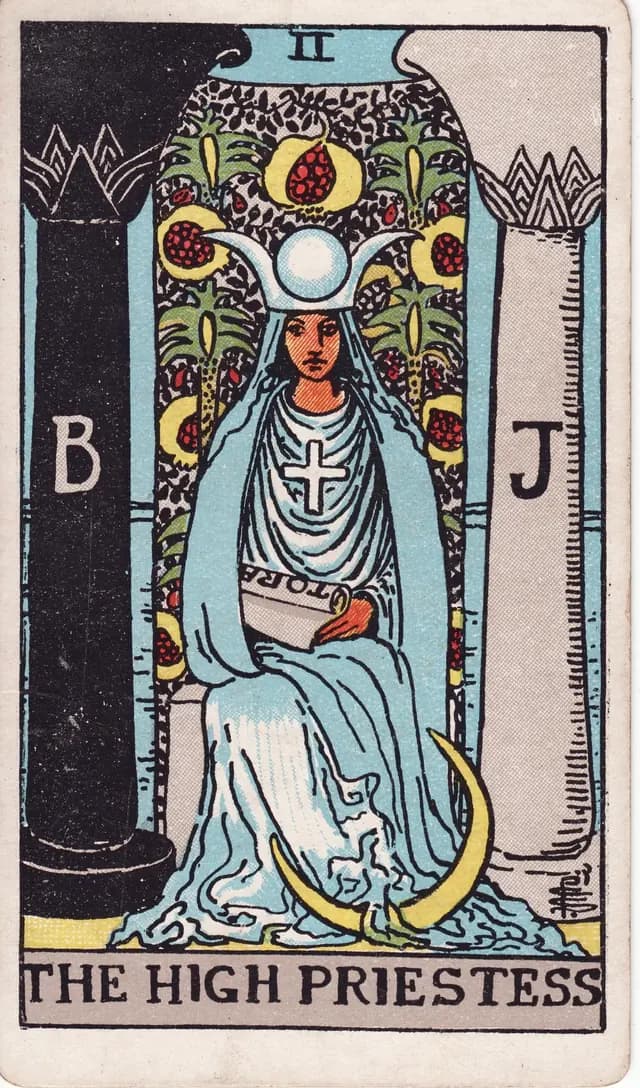 The High Priestess in the Rider-Waite-Smith deck, reversed
