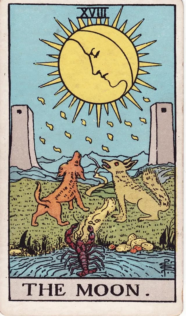 The Moon in the Rider-Waite-Smith deck, upright