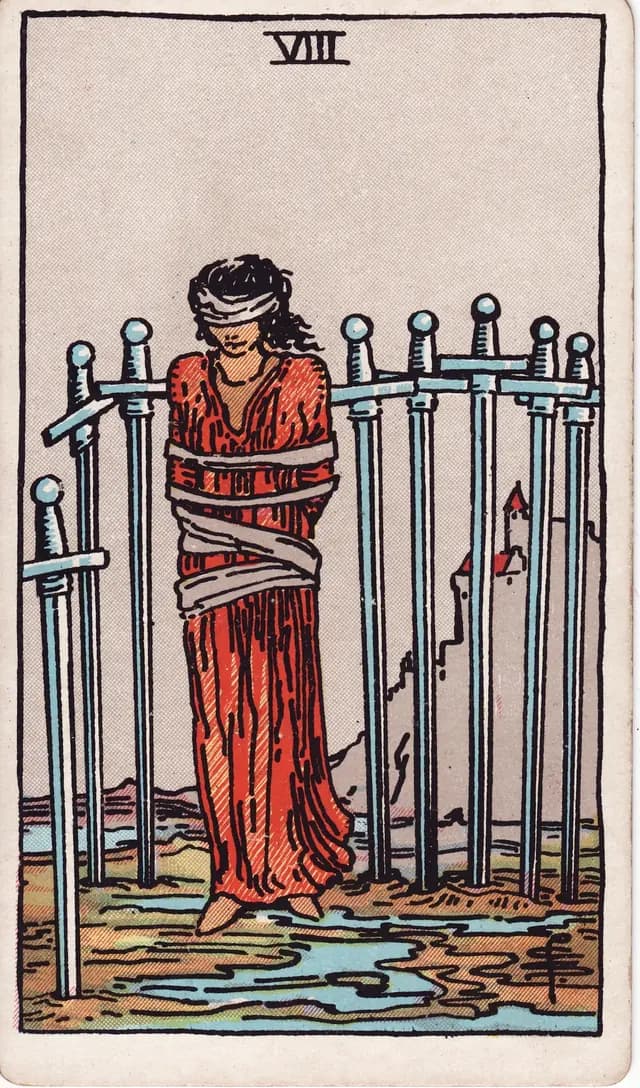 Eight of Swords in the Rider-Waite-Smith deck, upright