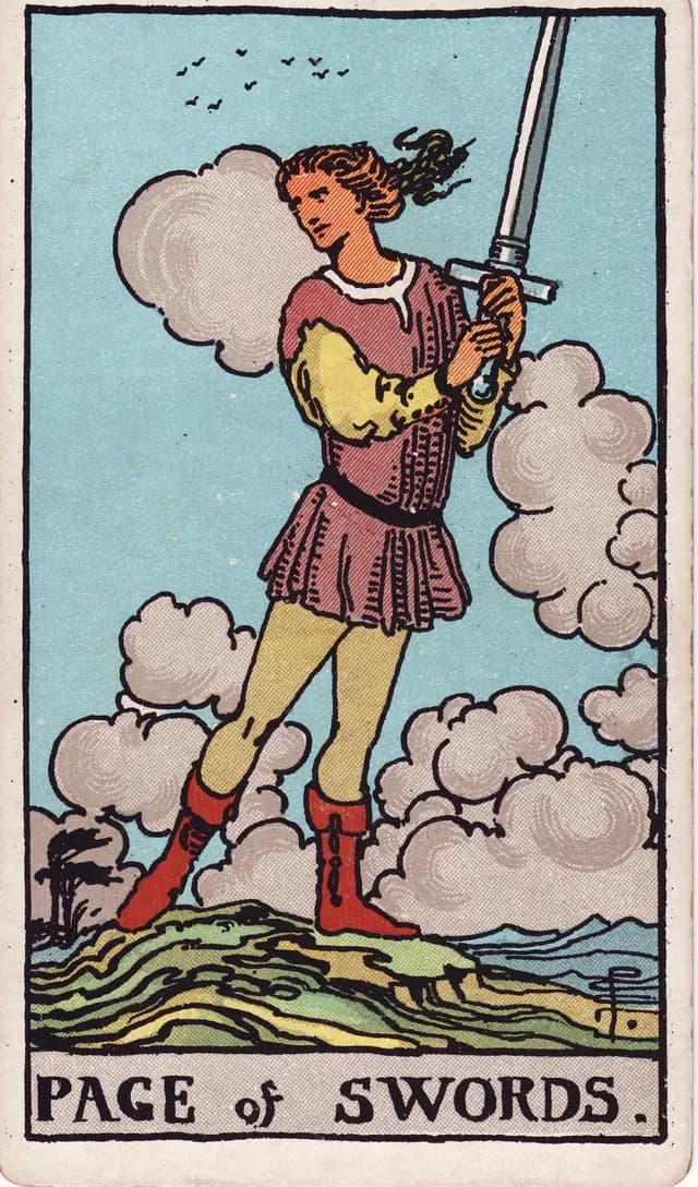 Page of Swords in the Rider-Waite-Smith deck, upright