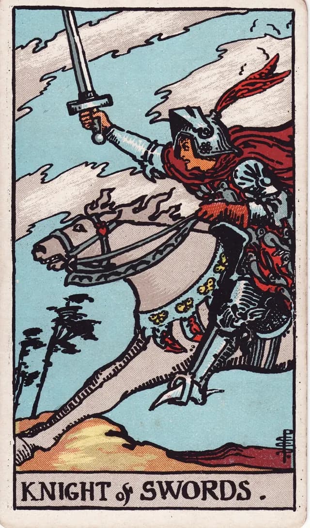 Knight of Swords in the Rider-Waite-Smith deck, upright