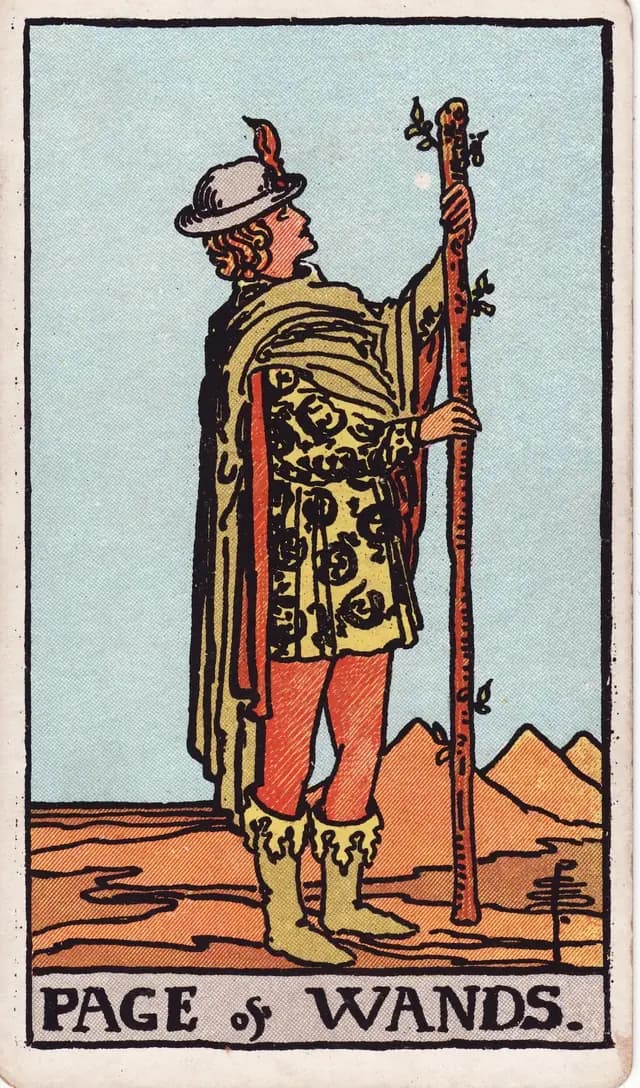 Page of Wands in the Rider-Waite-Smith deck, reversed