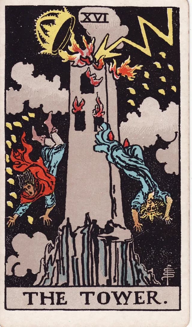 The Tower in the Rider-Waite-Smith deck, reversed