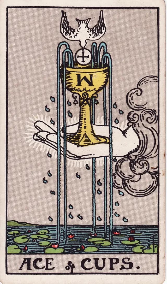 Ace of Cups in the Rider-Waite-Smith deck, reversed