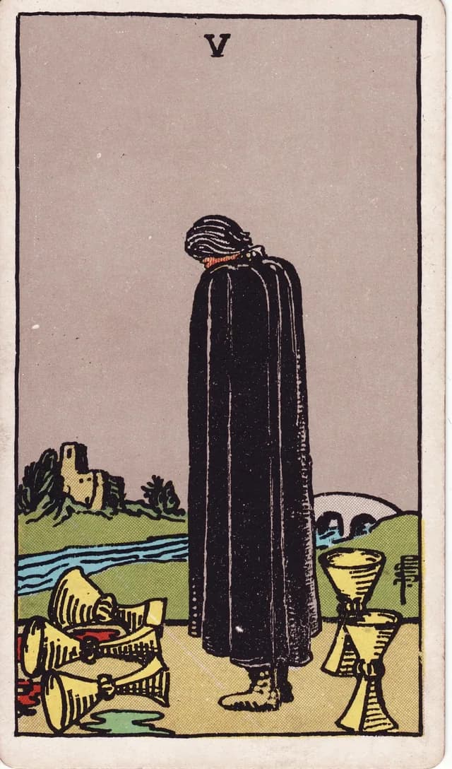 Five of Cups in the Rider-Waite-Smith deck, upright