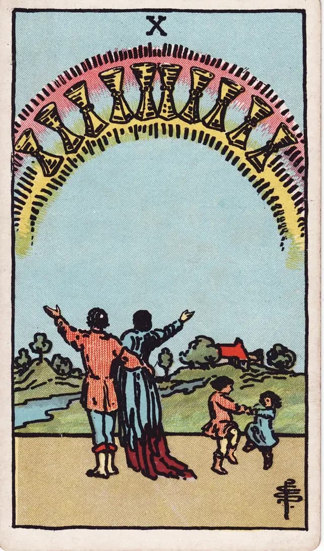 Ten of Cups in the Rider-Waite-Smith deck, upright