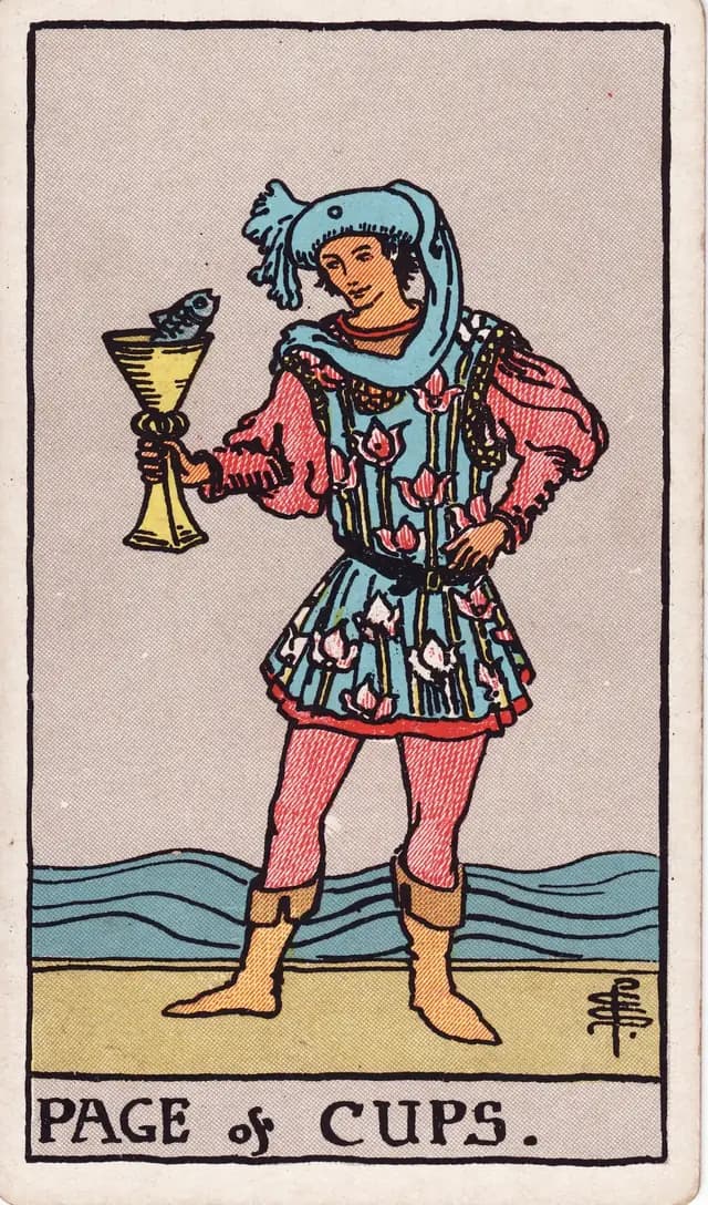 Page of Cups in the Rider-Waite-Smith deck, reversed