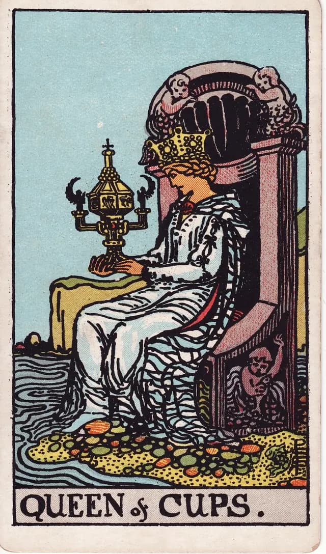Queen of Cups in the Rider-Waite-Smith deck, reversed