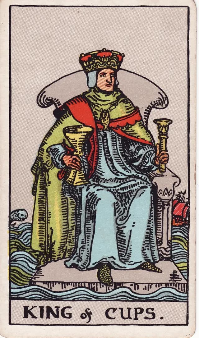 King of Cups in the Rider-Waite-Smith deck, reversed