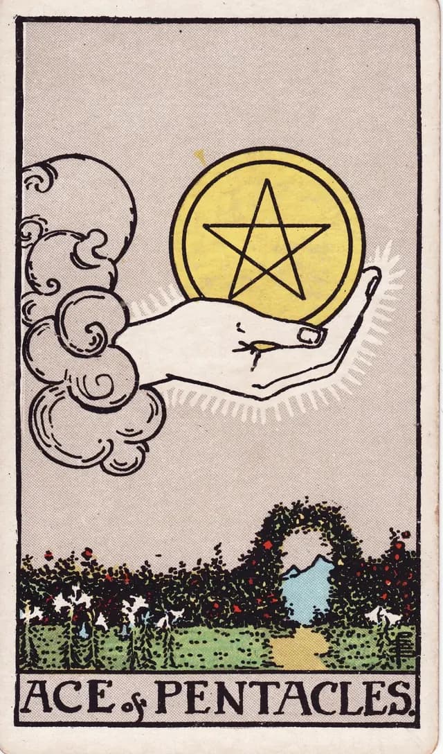 Ace of Pentacles in the Rider-Waite-Smith deck, reversed