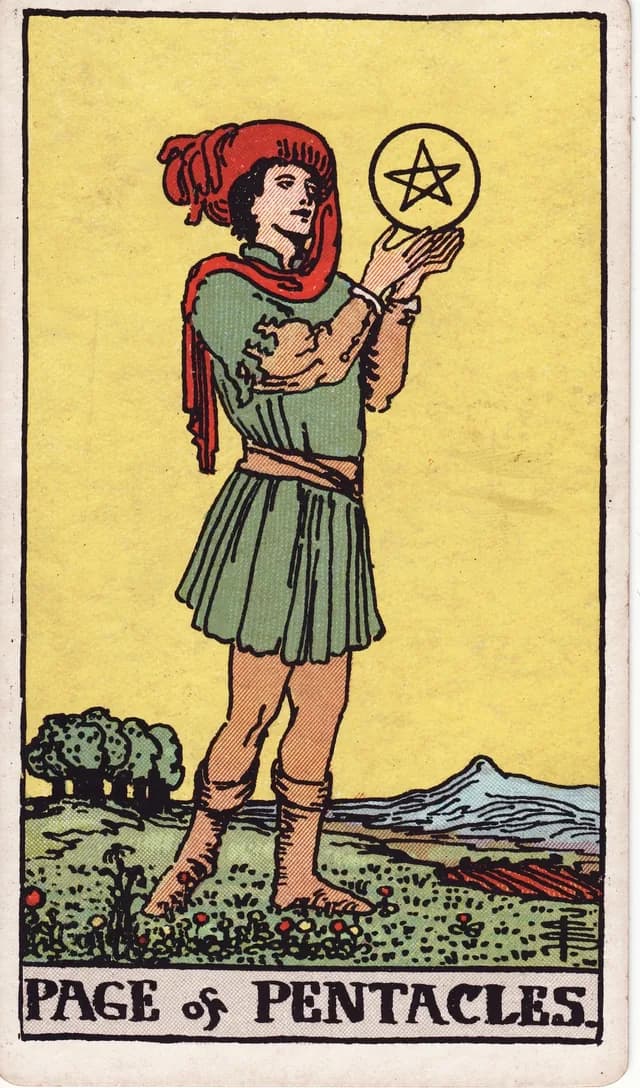 Page of Pentacles in the Rider-Waite-Smith deck, upright