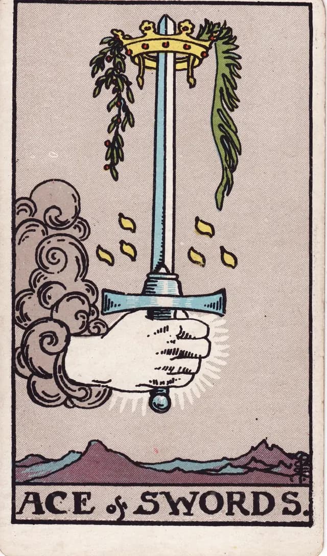 Ace of Swords in the Rider-Waite-Smith deck, reversed